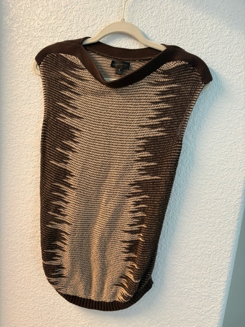 Worthington Brown and Tan Sleeveless Knit Top